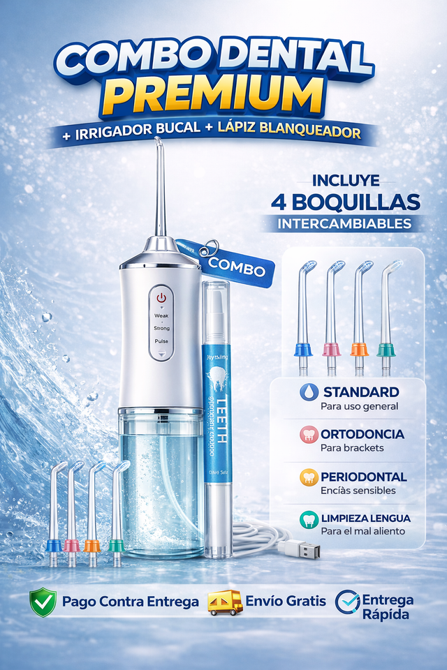 1 Irrigador Bucal Eléctrico +  1 Lápiz Blanqueador dental